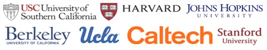 Premier university logos representing successful admissions across undergraduate, graduate, and professional programs